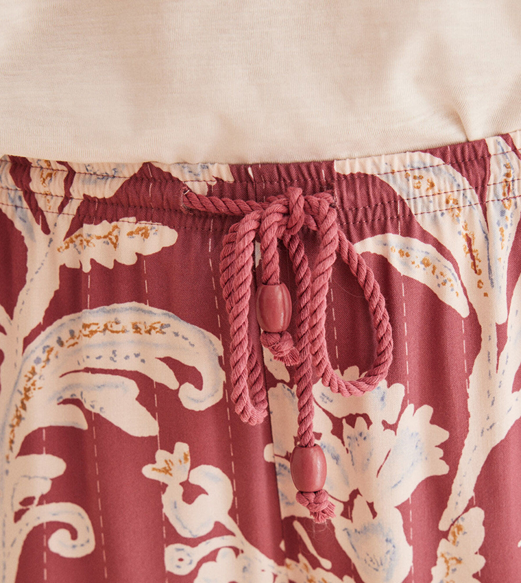 Printed Drawstring Waist Pants