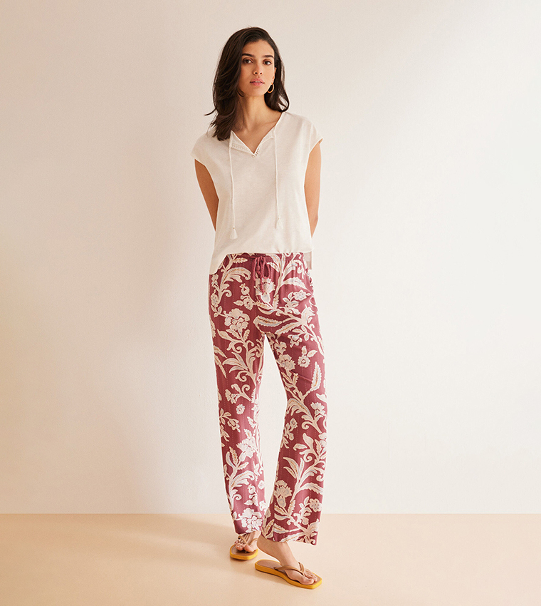 Printed Drawstring Waist Pants