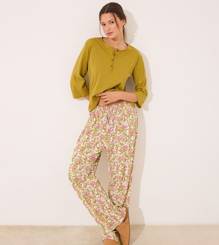 Floral Printed Cotton Lounge Pants