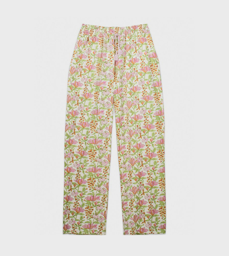 Floral Printed Cotton Lounge Pants