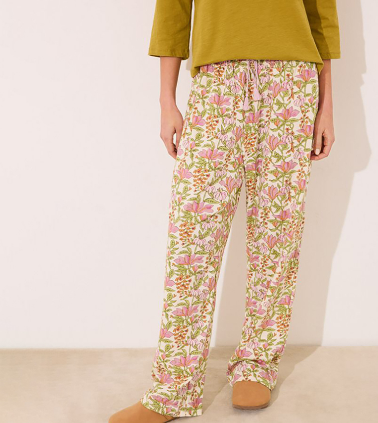 Floral Printed Cotton Lounge Pants