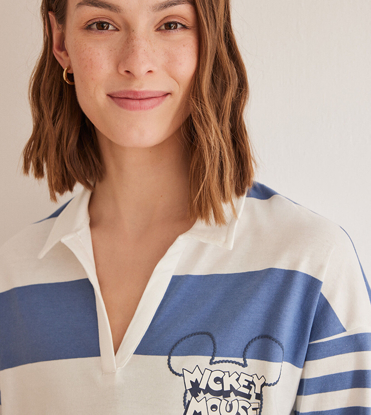 Mickey Mouse Print Long Sleeves Nightdress