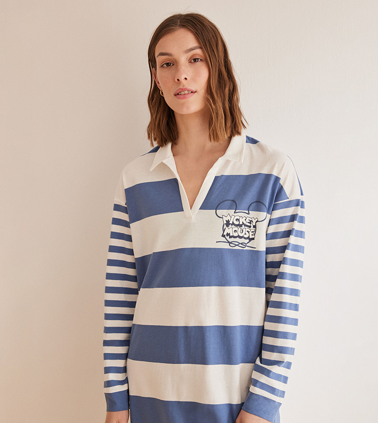 Mickey Mouse Print Long Sleeves Nightdress