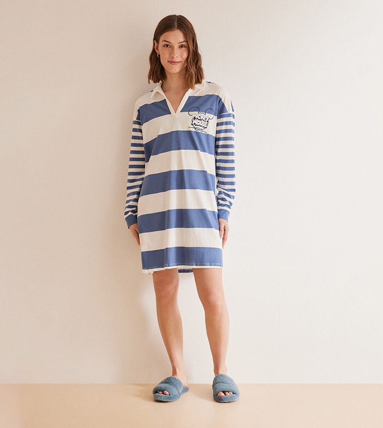 Mickey Mouse Print Long Sleeves Nightdress
