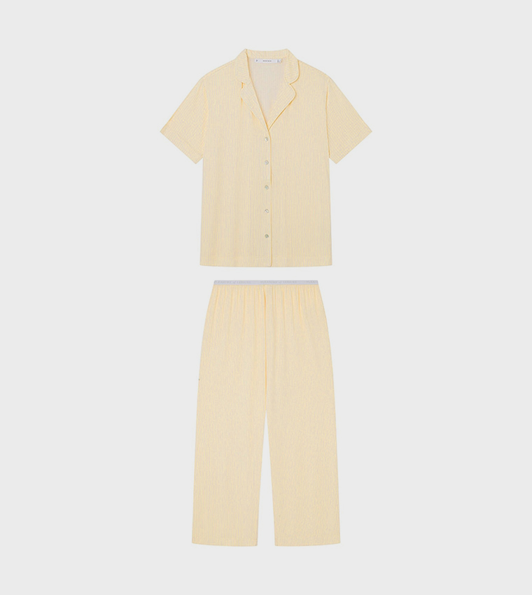 Striped Button Detail Pyjama Set