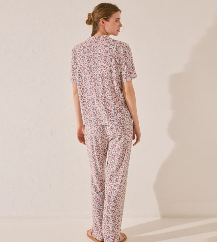 Printed Short Sleeves Viscose Pyjama Set