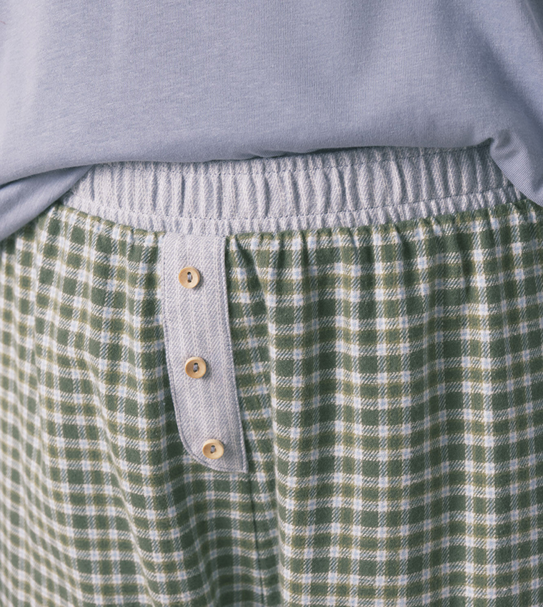 طقم بيجاما كاروهات بكم طويل 