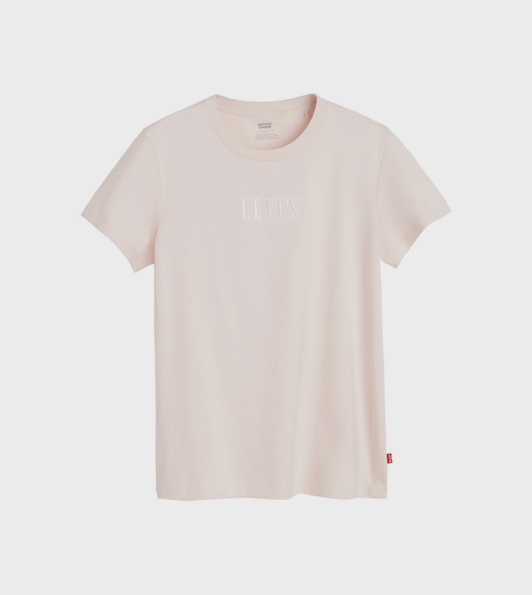 تيشيرت بأكمام قصيرة وتطريز شعار 