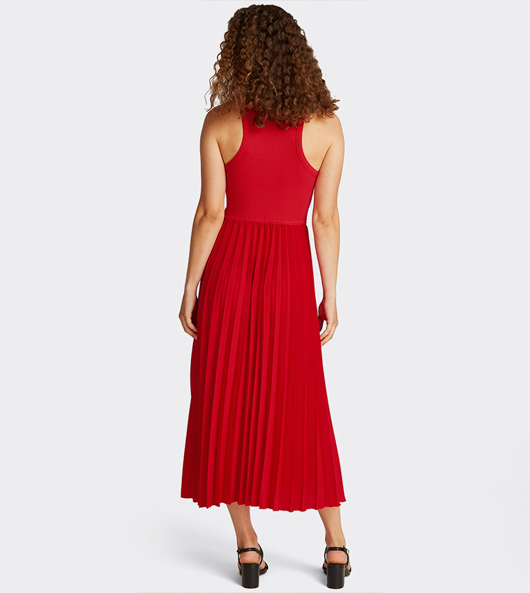 Pleated Sleeveless Midi Dress