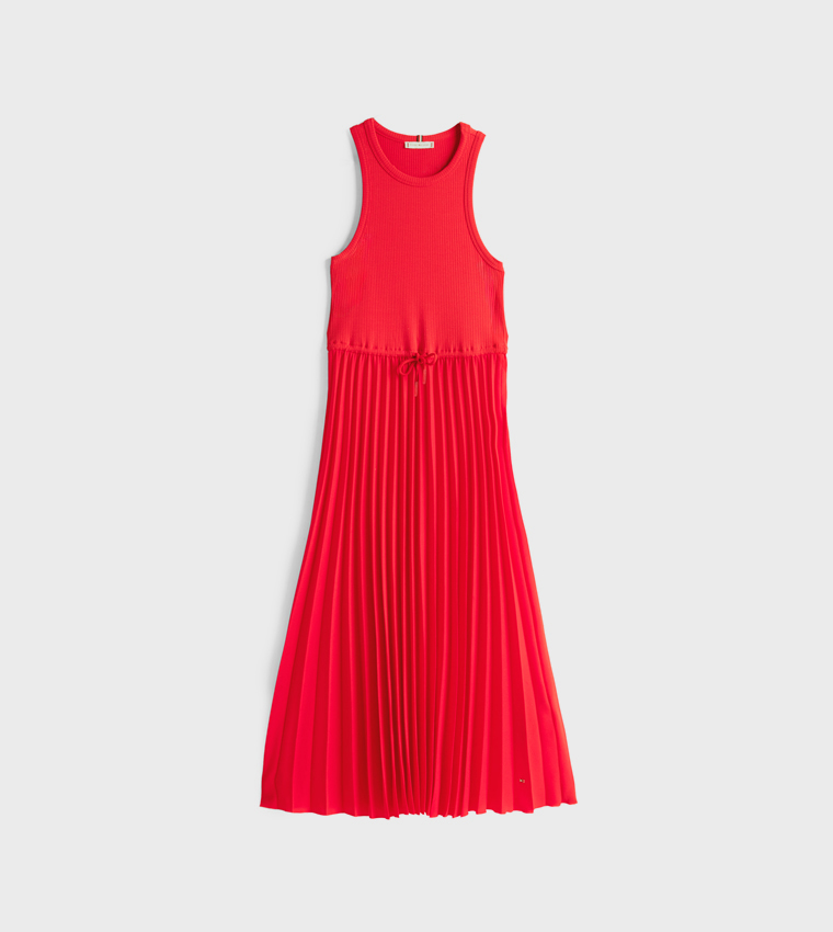 Pleated Sleeveless Midi Dress