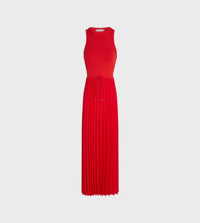 Pleated Sleeveless Midi Dress