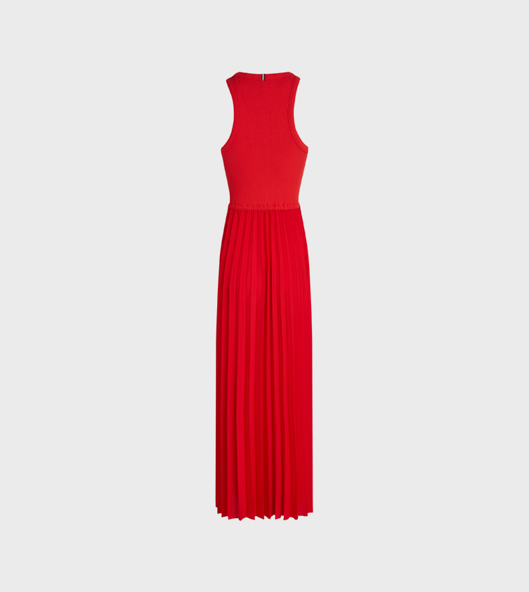 Pleated Sleeveless Midi Dress