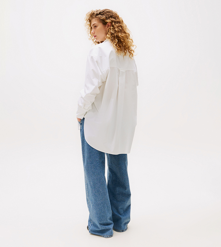 Solid Classic Collar Oversized Shirt