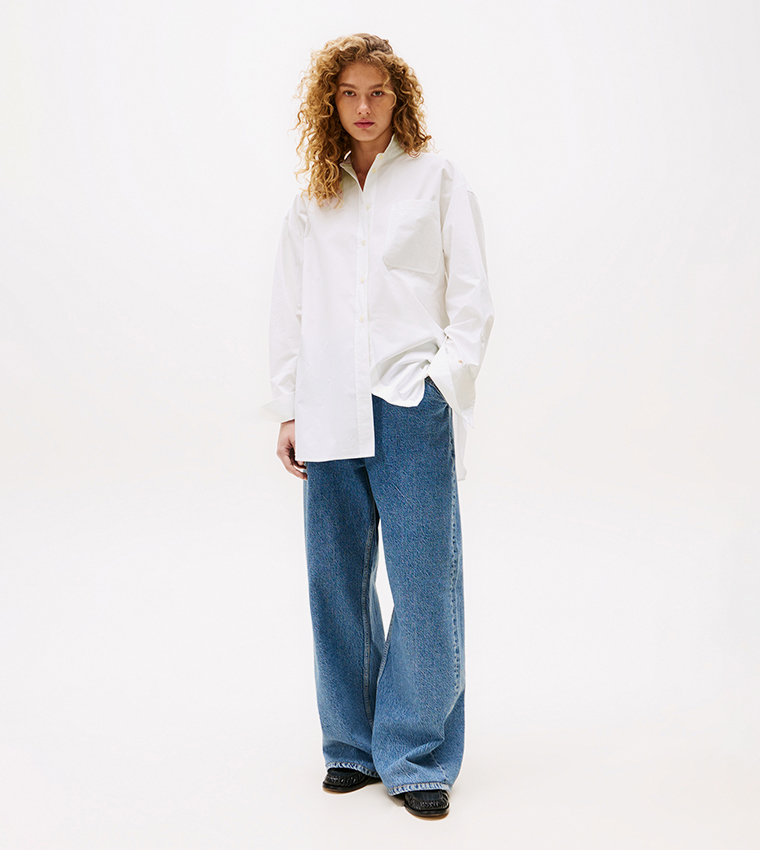Solid Classic Collar Oversized Shirt