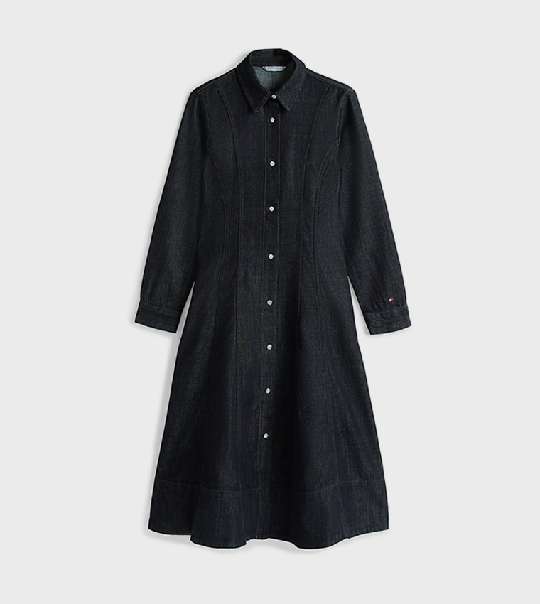 فستان جينز ميدي مغسول كم طويل 