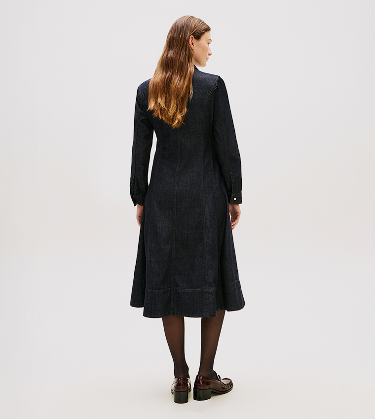 فستان جينز ميدي مغسول كم طويل 