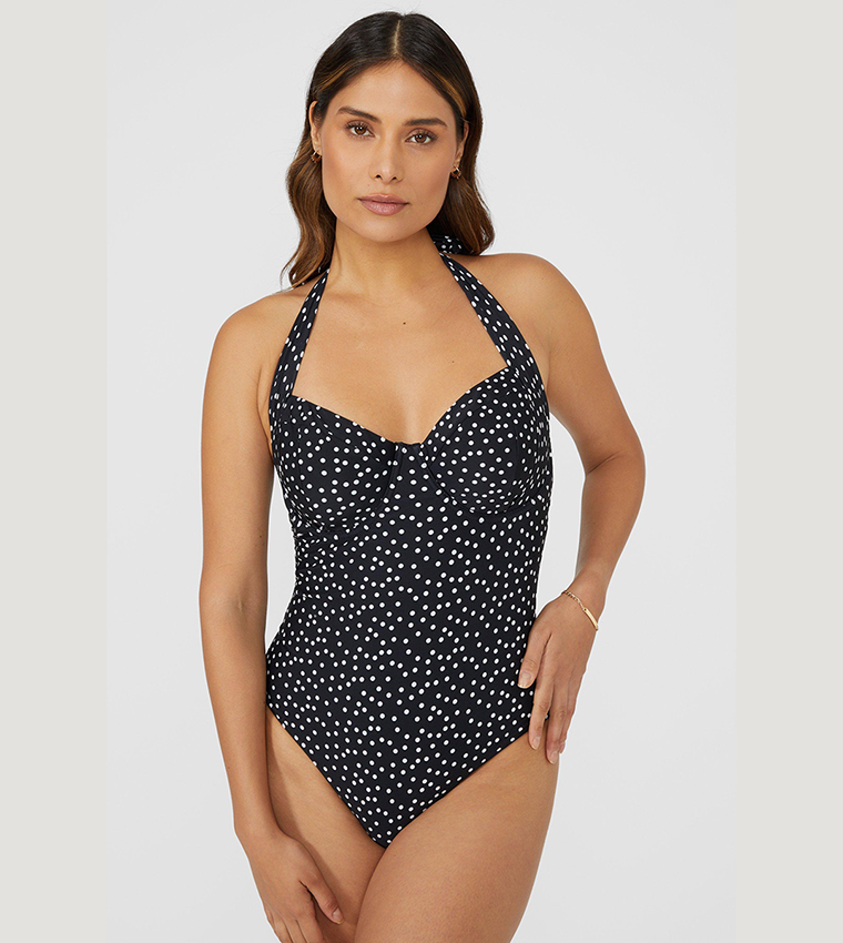 Polka Dot Print Underwired V-Cut Swimsuit