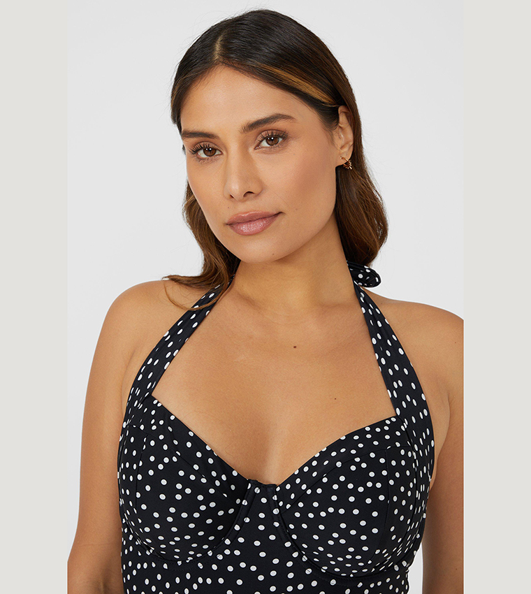 Polka Dot Print Underwired V-Cut Swimsuit