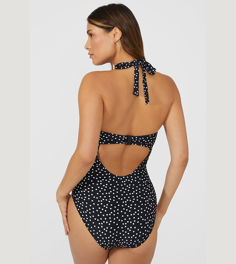 Polka Dot Print Underwired V-Cut Swimsuit