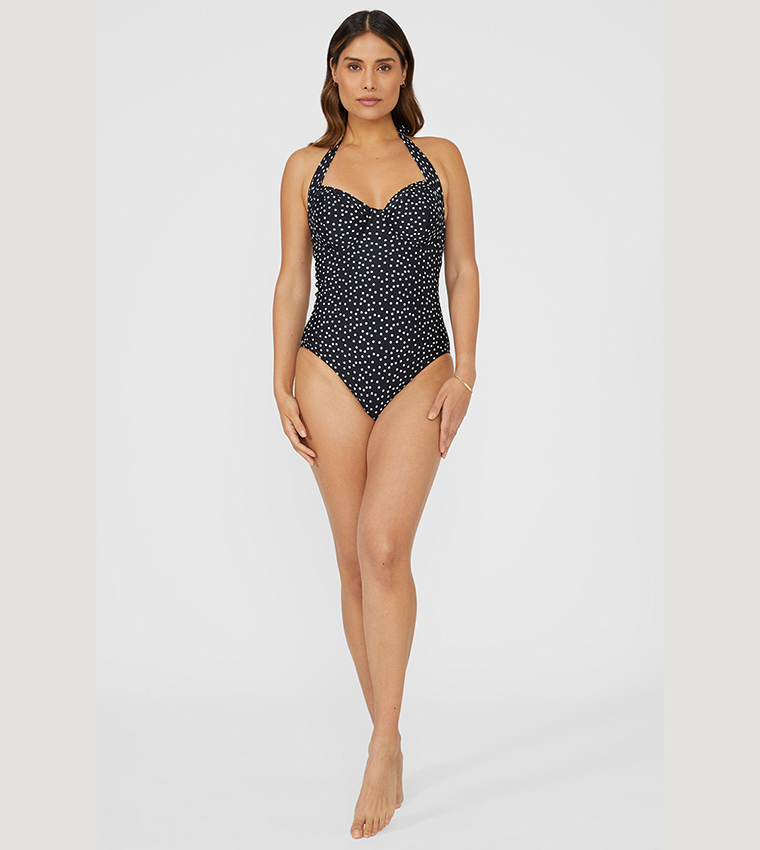 Polka Dot Print Underwired V-Cut Swimsuit