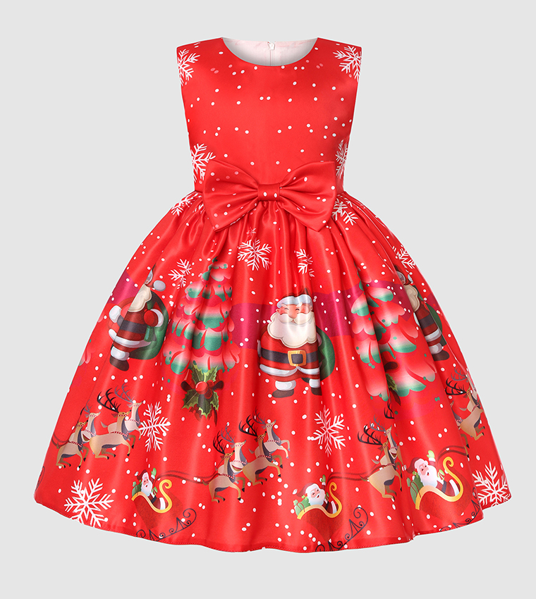 Buy Ddaniela Christmas Santa Theme Fit And Flare Gown In Red | 6thstreet  Saudi Arabia