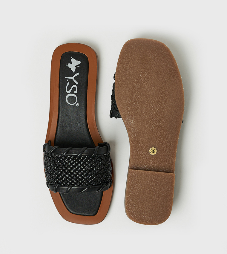 Y.SO  Flat Sandals - Black Flat Sandals