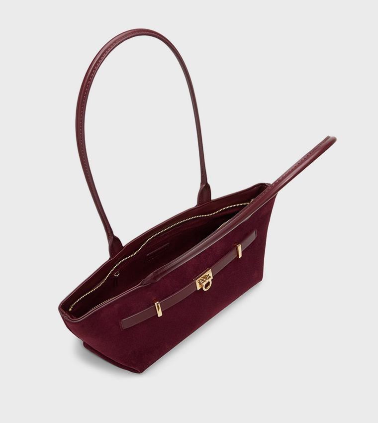 YUNAA Solid Zip Shoulder Bag