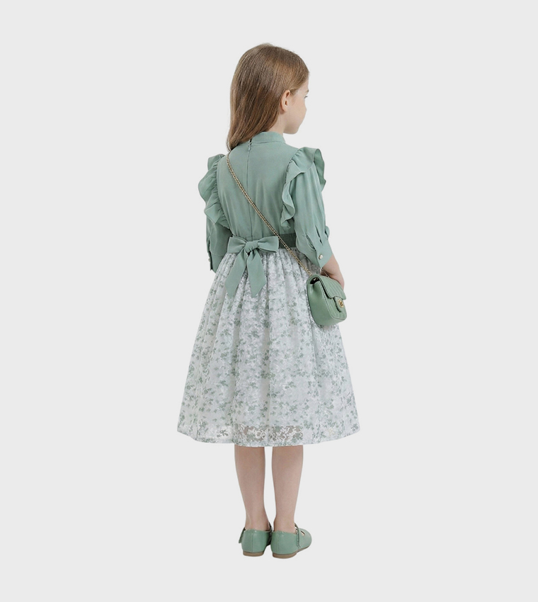 LAYALI Patterned Flared Dress with Bag