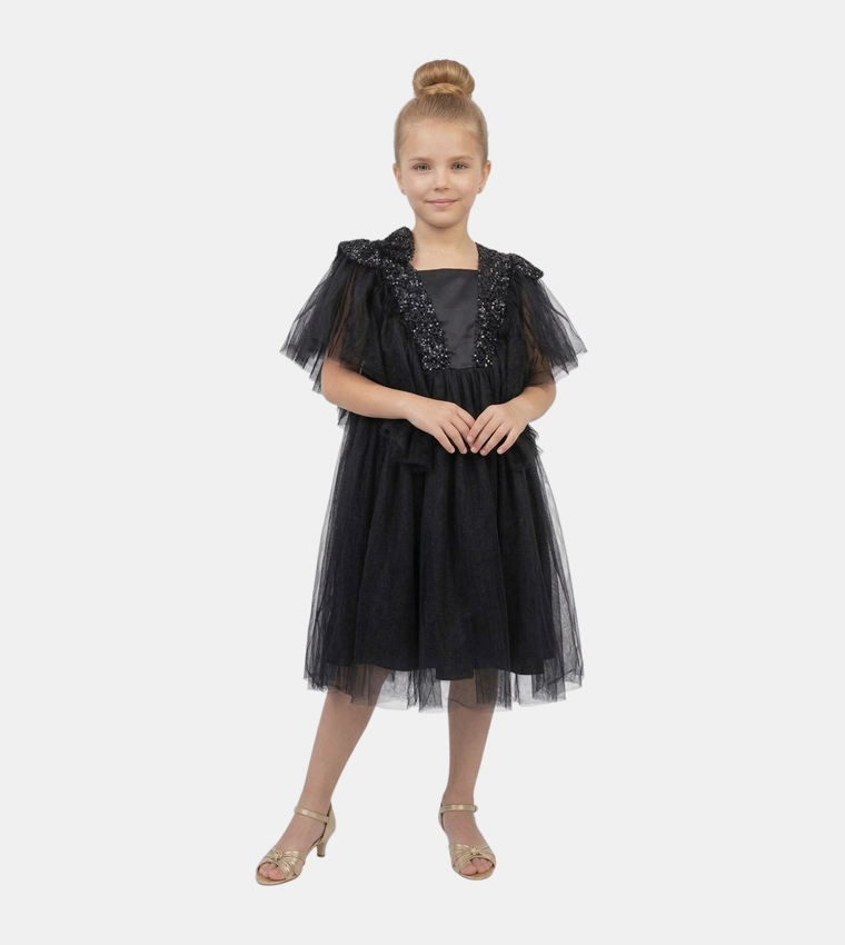 Ruffled Tulle Party Dress