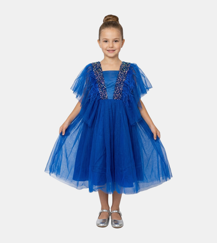 Ruffled Tulle Party Dress