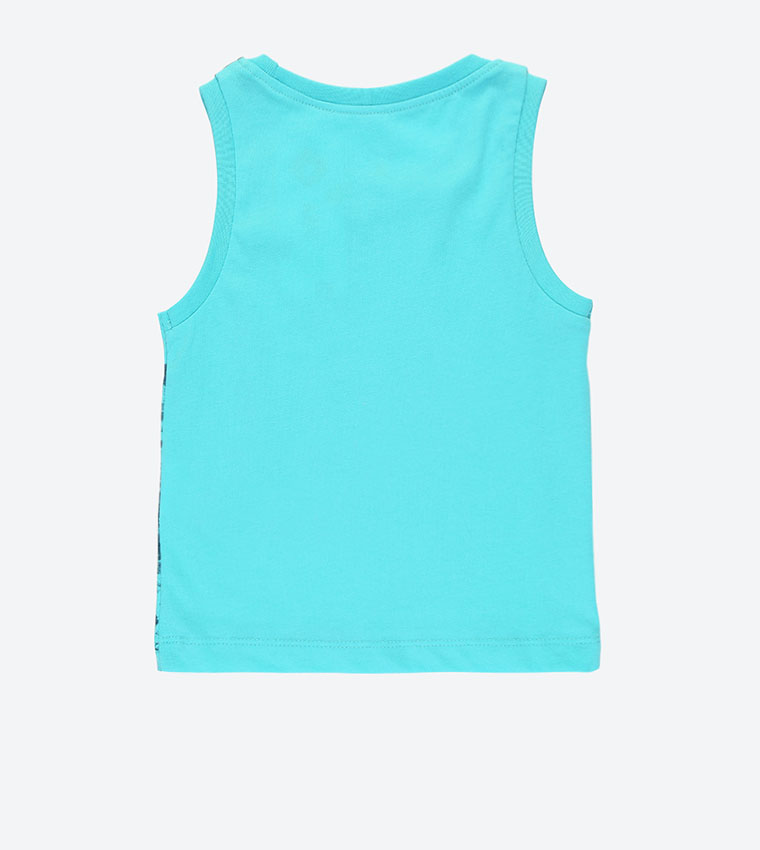 بلوزة بدون أكمام بلون تركواز