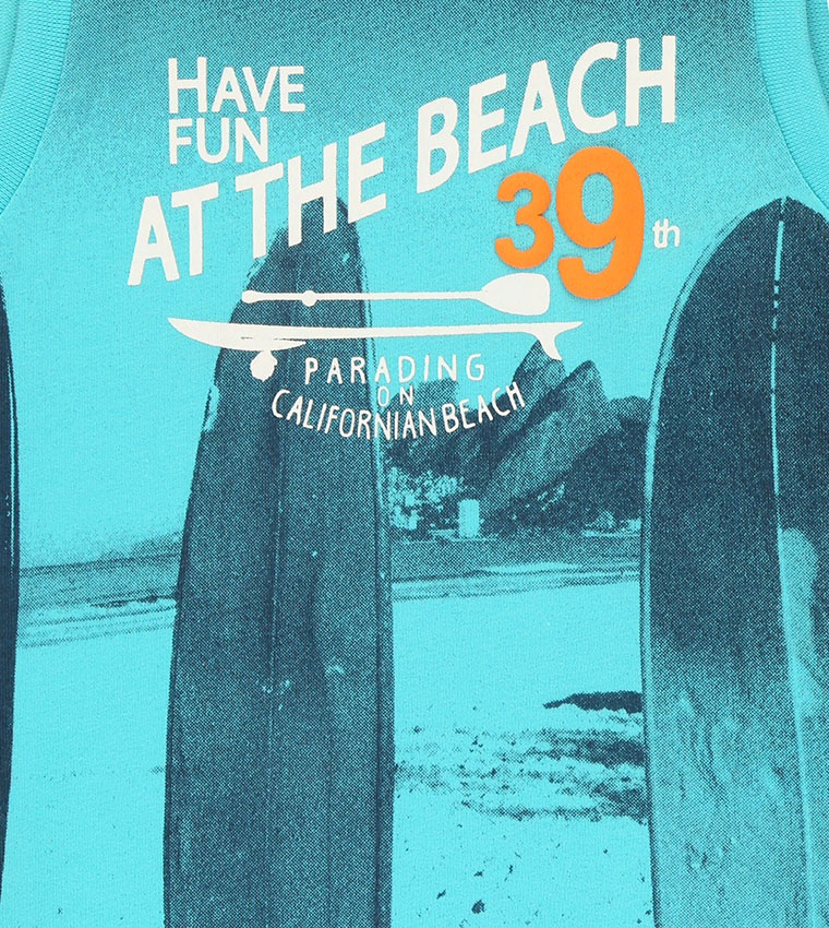 بلوزة بدون أكمام بلون تركواز