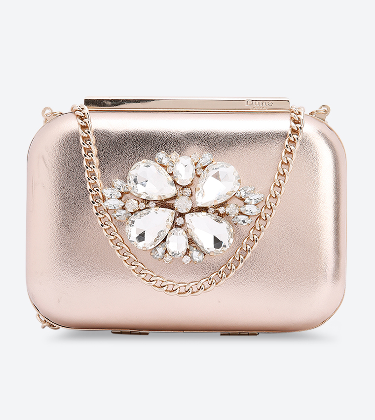 Dune rose gold clutch bag discount