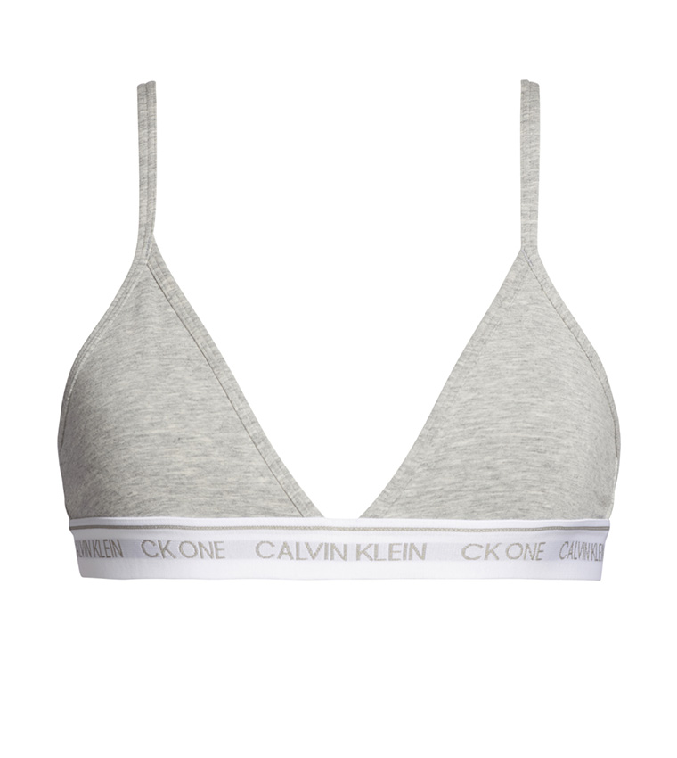 Buy Calvin Klein Logo Detailed Triangle Bra In Grey