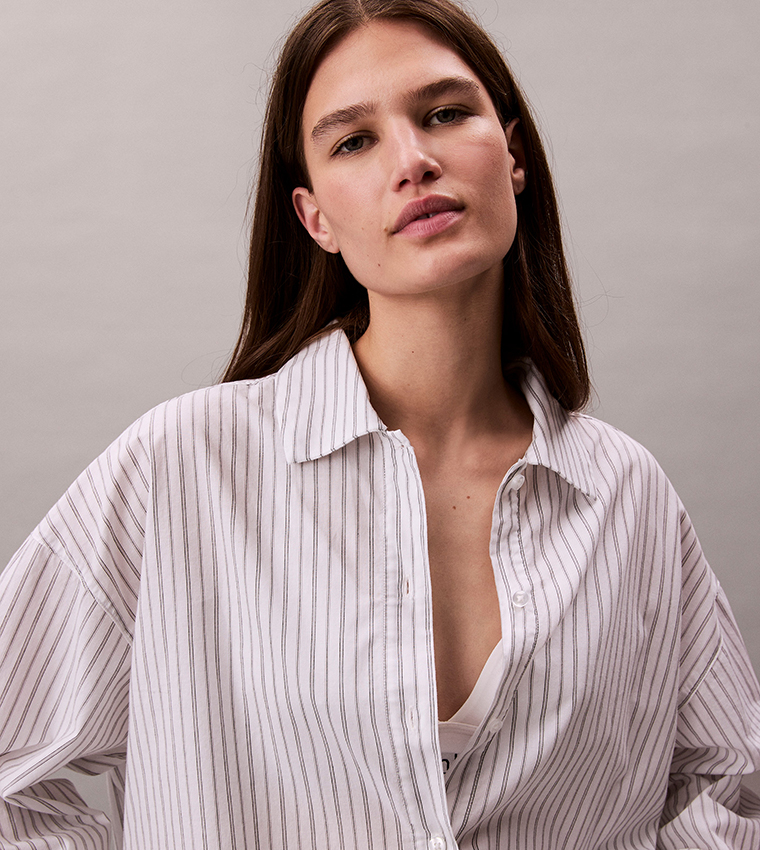 قميص نوم قطن بوبلين مخطط