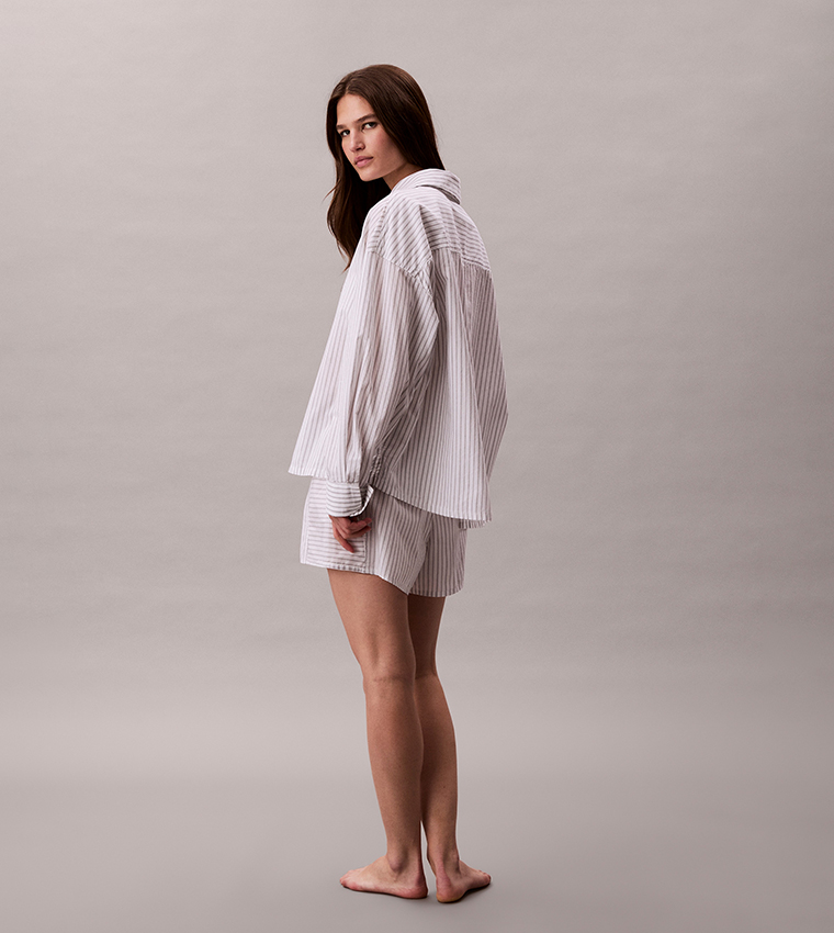 قميص نوم قطن بوبلين مخطط