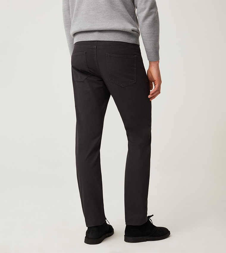 Solid Button Closure Trousers