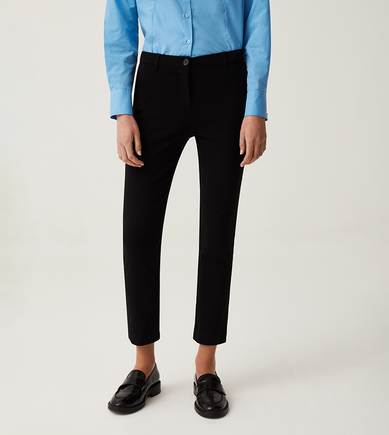 Buy OVS Solid Ankle Chino Pants In Black 6thStreet UAE