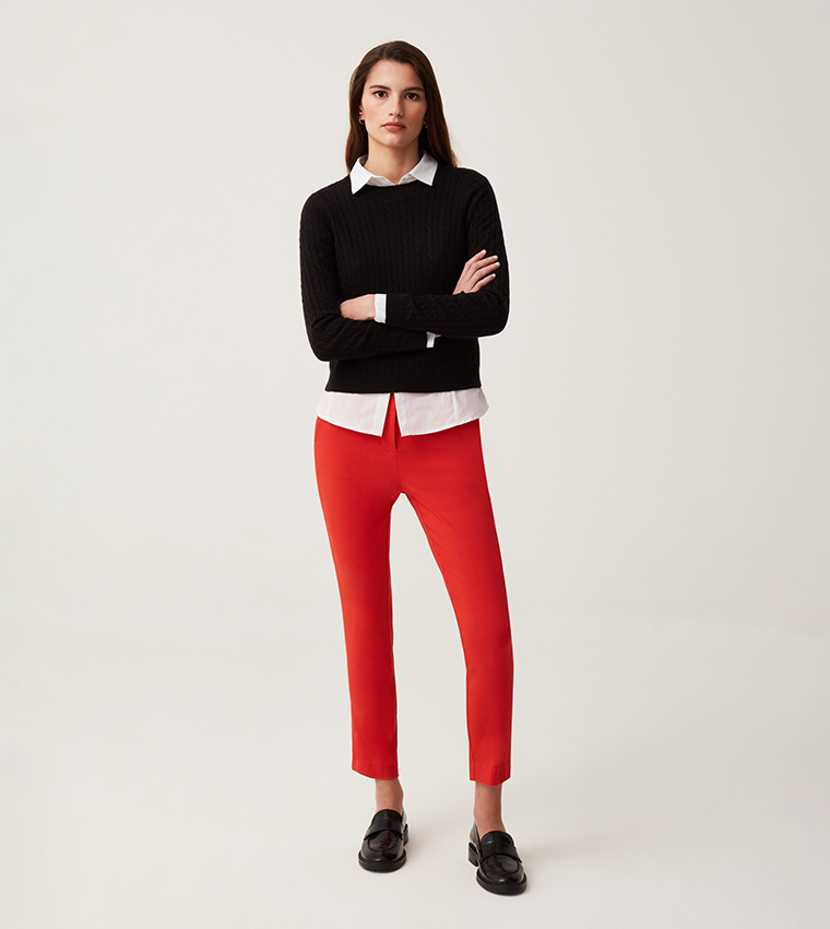 Solid Ankle Chino Pants