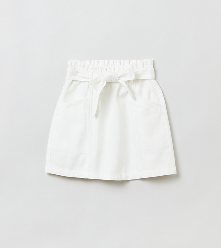 White short sale denim skirt