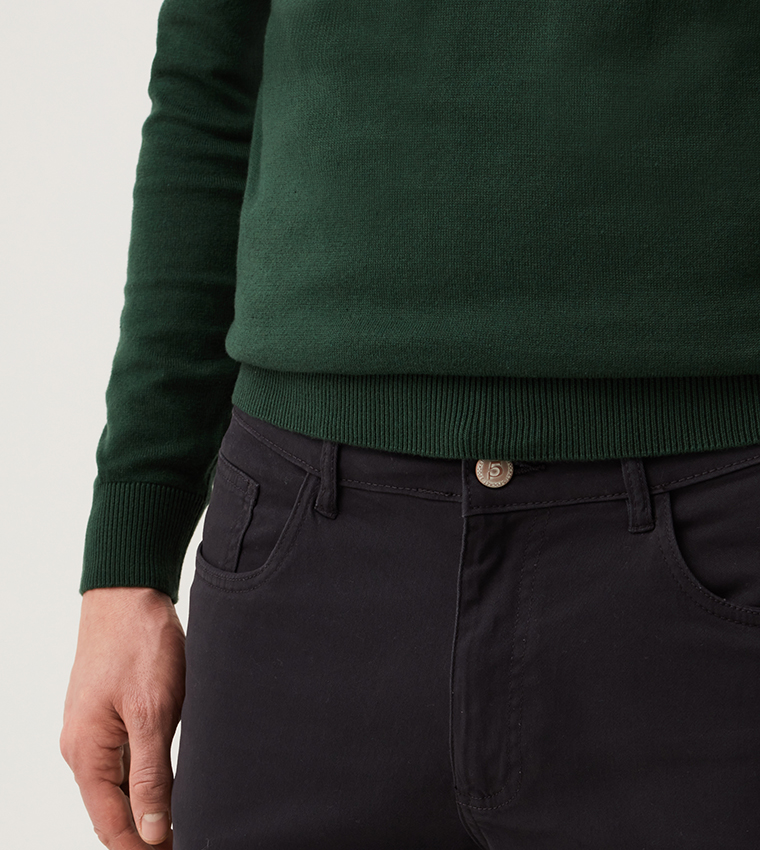 Solid Slim Fit Trousers