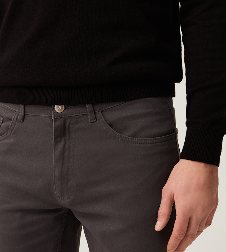 Solid Slim Fit Trousers