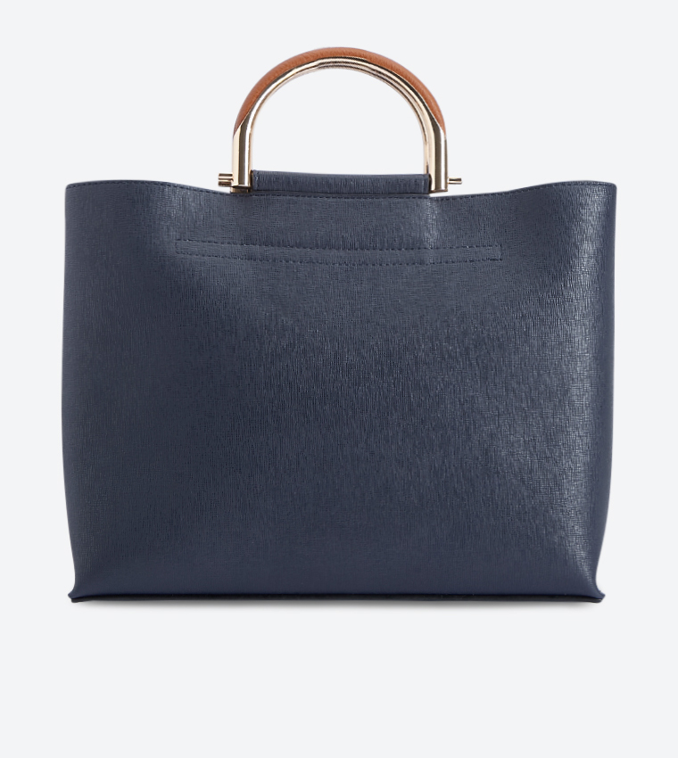 Metal handle tote bag outlet