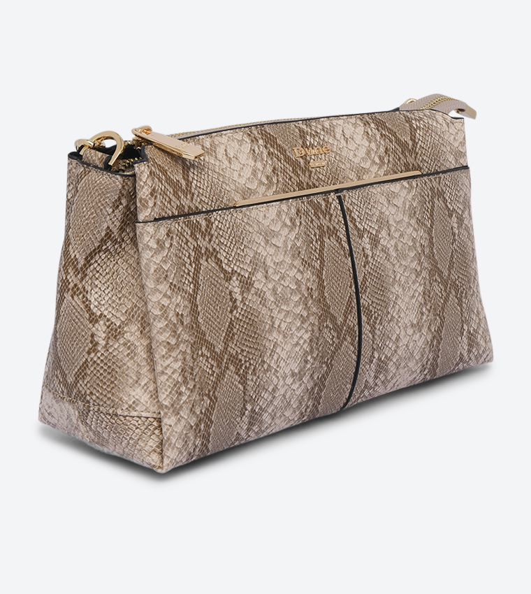 Buy Dune London Dornea Di Snake Print Top Zip Closure Cross Body Bag Brown In Brown 6thStreet Bahrain