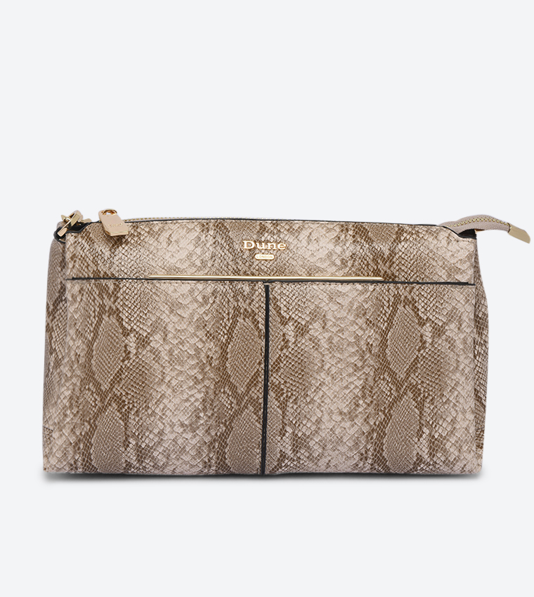 Buy Dune London Dornea Di Snake Print Top Zip Closure Cross Body Bag Brown In Brown 6thStreet Bahrain