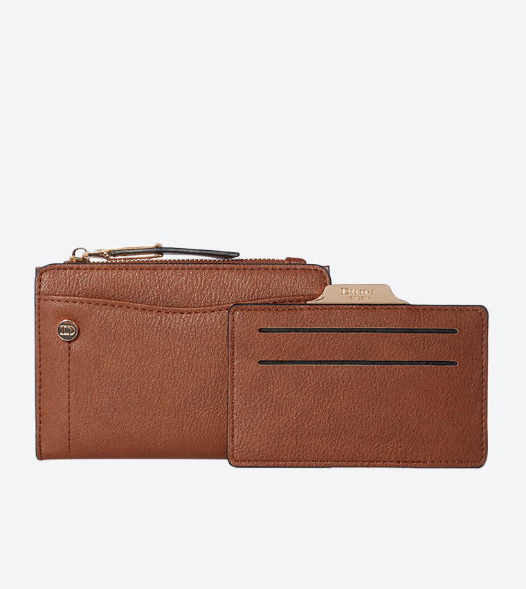 Buy Dune London Kinikependria D Logo Patent Zip Closure Wallet Tan In Tan 6thStreet Bahrain