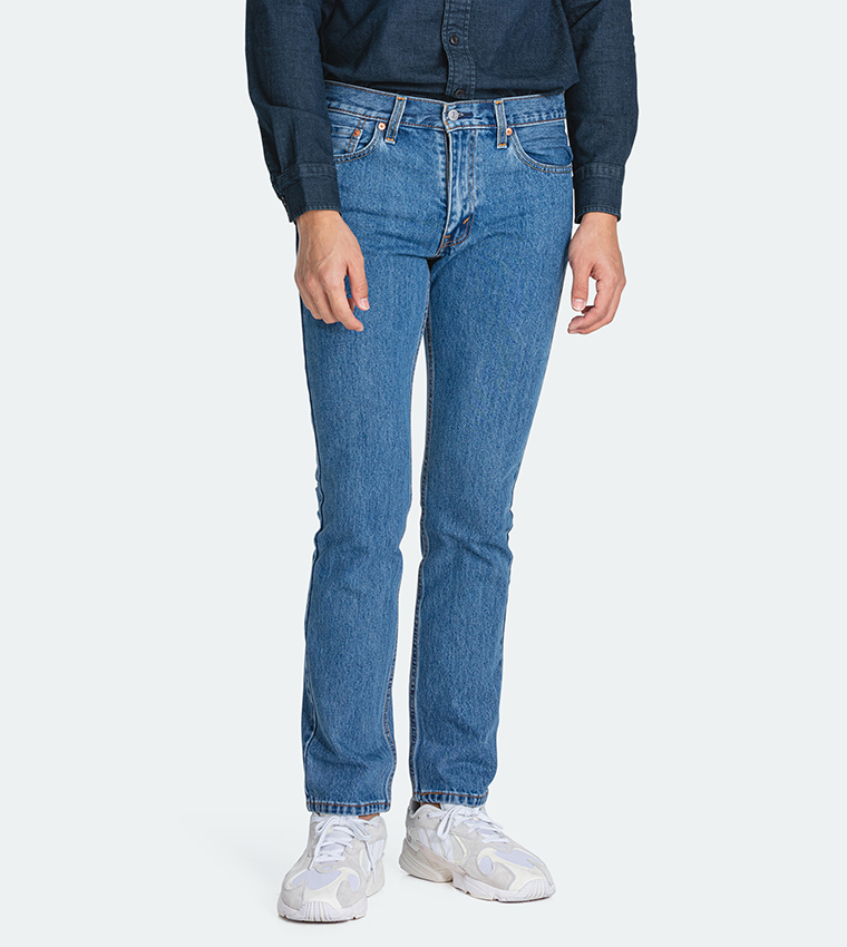 Washed Mid Waist Slim Fit Jeans