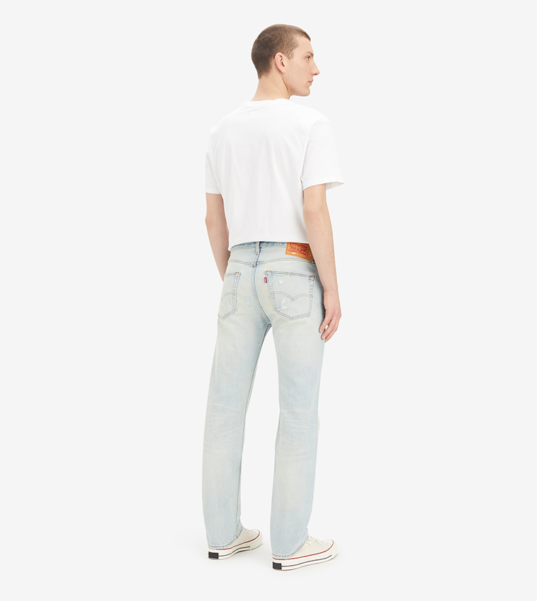 501 original medium wash color block cropped jeans deals