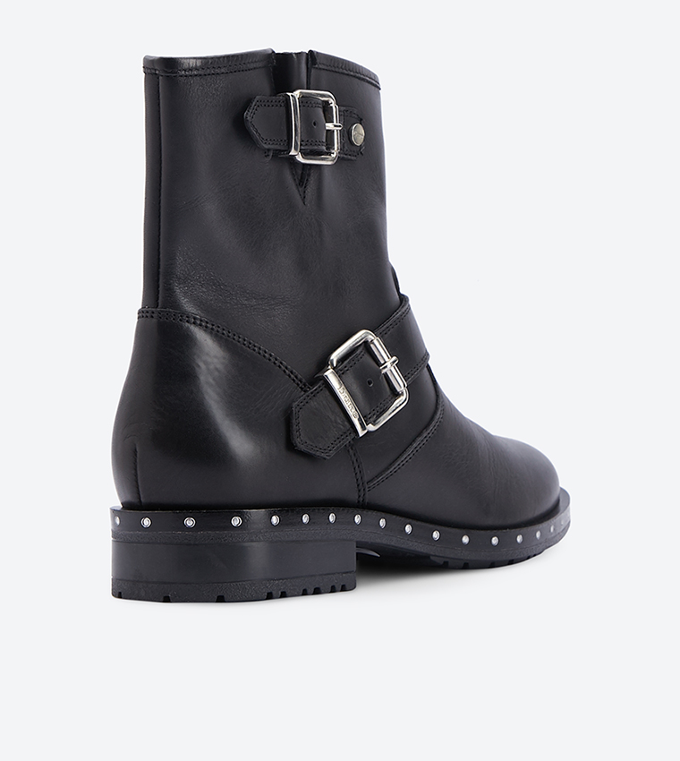 Buy Dune London Stud Biker With Buckle Closure Boots Black 0073508560011484 In Black 6thStreet Oman