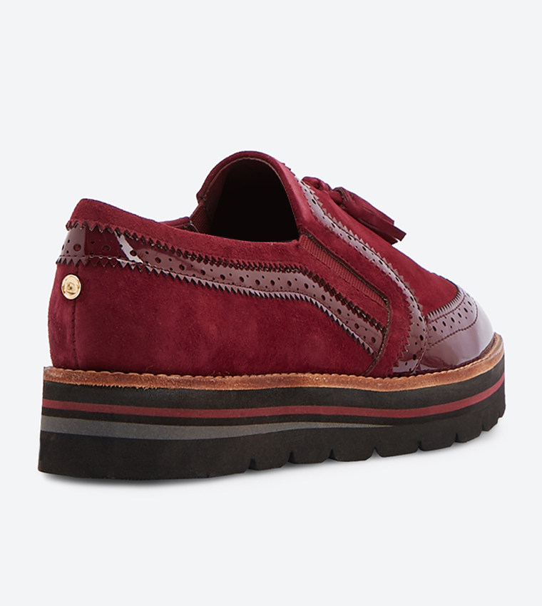 Buy Dune London Glorify Tassel Details Loafers Burgundy 0076500620050267 In Burgundy 6thStreet Oman
